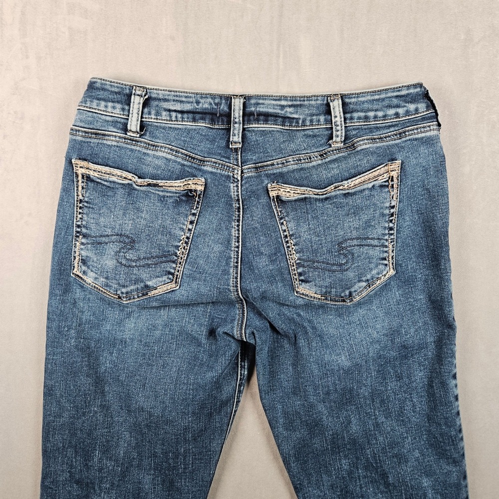 Silver Jeans Avery Slim Boot Womens 34x35 Blue Mid Rise Contoured Western Rodeo - Picture 4 of 12